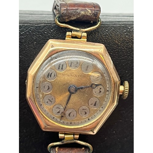 3 - 1920's 9ct gold Rolwatco 