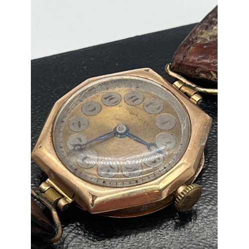 3 - 1920's 9ct gold Rolwatco 