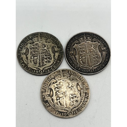 6 - 3 x silver half crowns 1914 & 1916