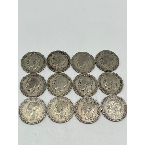 7 - 12 x 50% silver half crowns from 1920-46