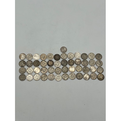 9 - collection of 49 silver three pence's 1906-1940
