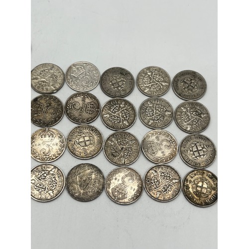9 - collection of 49 silver three pence's 1906-1940
