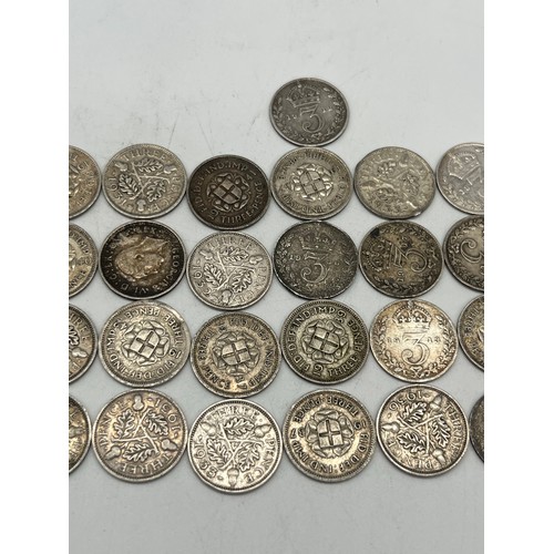 9 - collection of 49 silver three pence's 1906-1940