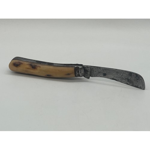 34 - Late 19th century A.Allan Glasgow stag horn handled pruning knife, 8
