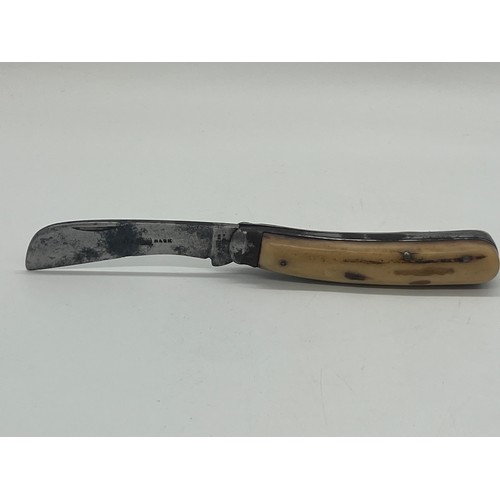 34 - Late 19th century A.Allan Glasgow stag horn handled pruning knife, 8