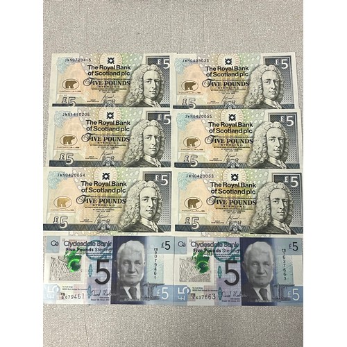 38 - 6 uncirculated jack nicklaus five pound notes along with 2 x forth bridge