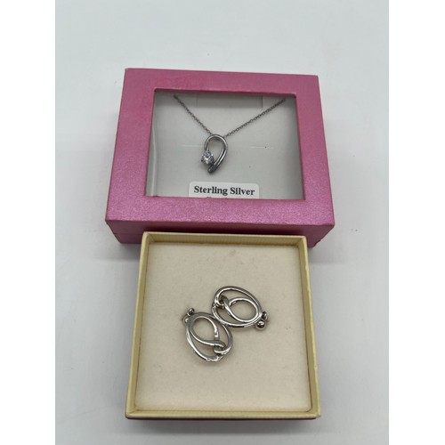 47 - sterling silver chain, pendant & earrings