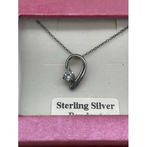 47 - sterling silver chain, pendant & earrings