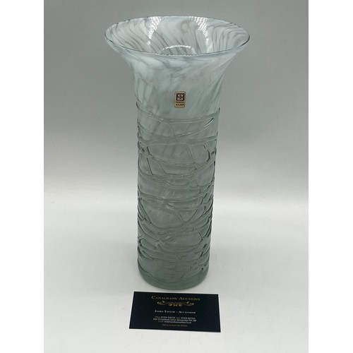 55 - Mdina glass vase featuring textured design and white marble pattern. 10