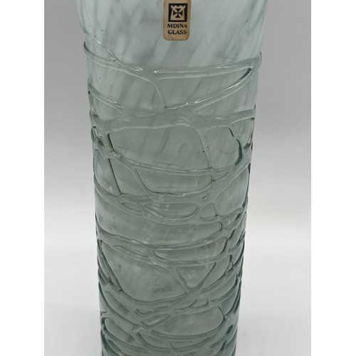 55 - Mdina glass vase featuring textured design and white marble pattern. 10