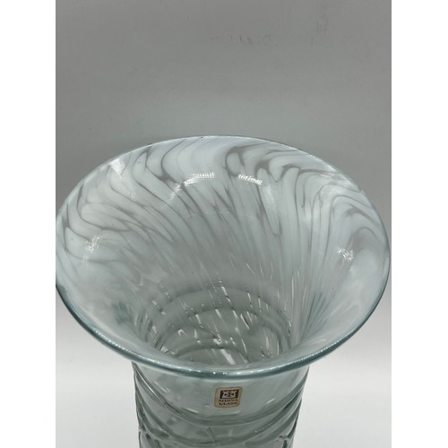 55 - Mdina glass vase featuring textured design and white marble pattern. 10