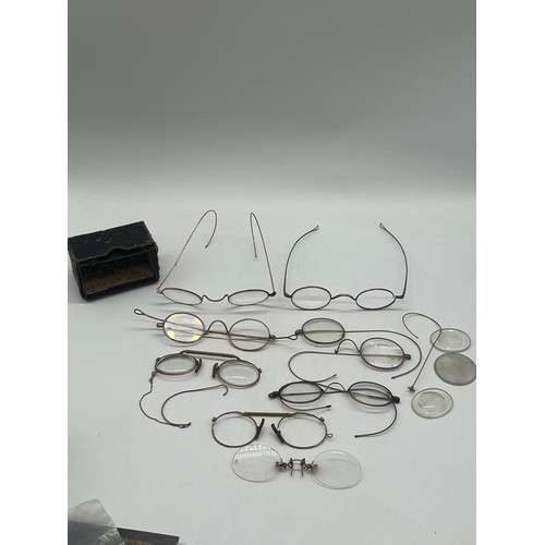58 - Collection of antique gold plated spectacles/ Pince- Nez.