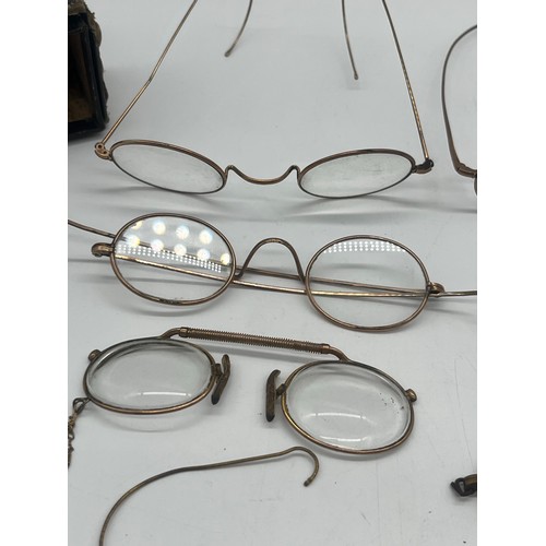 58 - Collection of antique gold plated spectacles/ Pince- Nez.