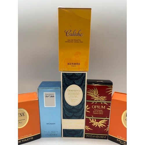 A selection of perfume to include Hermes Caleche, YSL Opium, Christian ...