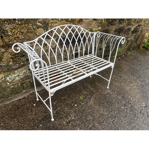 A metal garden bench.