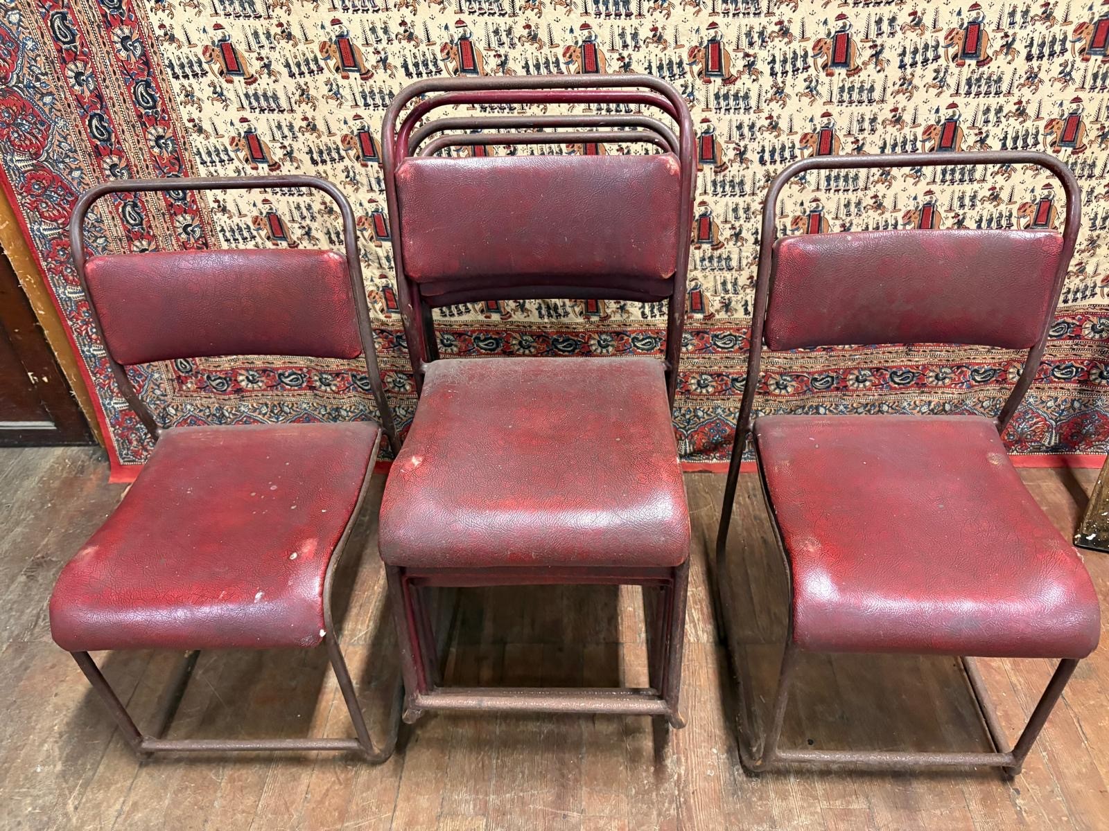 6 vintage stackable retro tubular/ vinyl chairs circa 1960s.