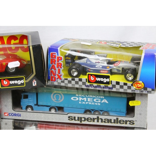 307 - 14 Boxed diecast models to include Corgi Superhaulers, Corgi Eddie Stobart, Burago etc, diecast vg, ... 