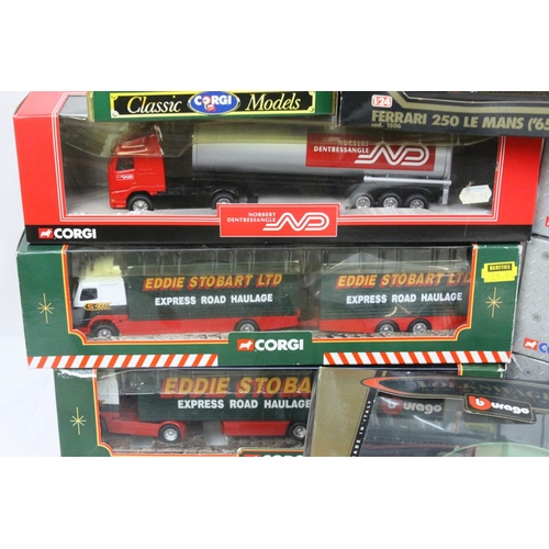 307 - 14 Boxed diecast models to include Corgi Superhaulers, Corgi Eddie Stobart, Burago etc, diecast vg, ... 