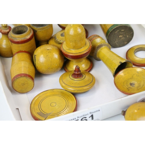561 - Collection of Early 20th century Painted Turned Wooden Containers and other Small Items