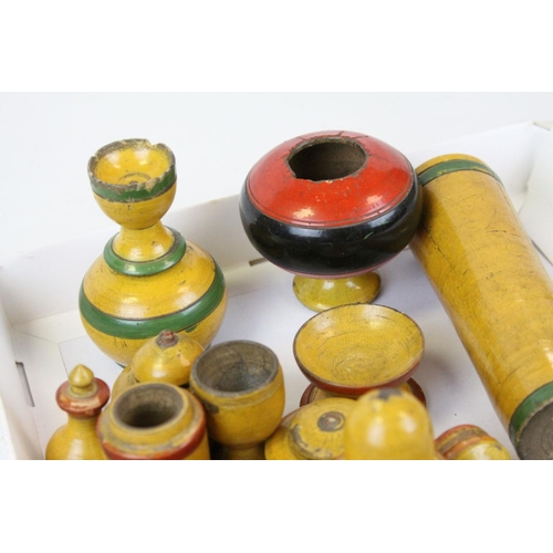 561 - Collection of Early 20th century Painted Turned Wooden Containers and other Small Items
