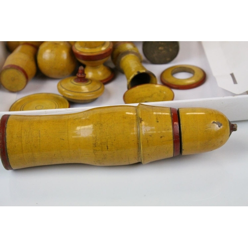 561 - Collection of Early 20th century Painted Turned Wooden Containers and other Small Items