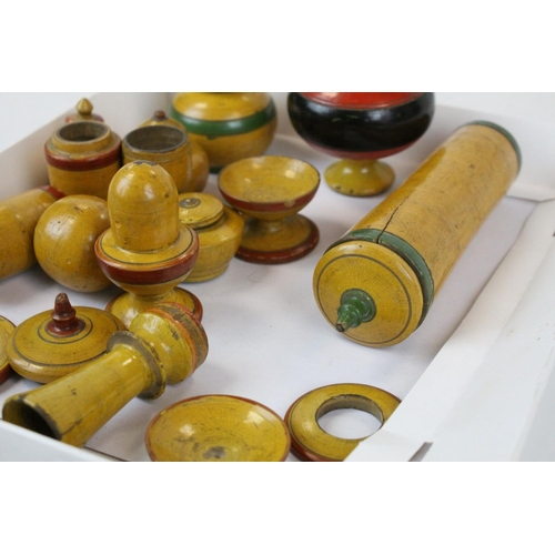 561 - Collection of Early 20th century Painted Turned Wooden Containers and other Small Items