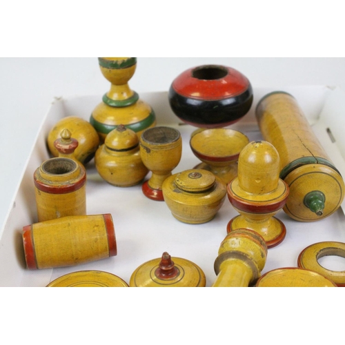 561 - Collection of Early 20th century Painted Turned Wooden Containers and other Small Items