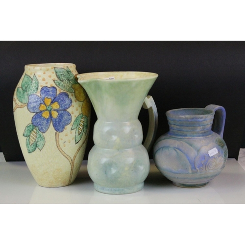 563 - 1920's / 30's Denby Moulded Relief Jug together with Kensington Vase and a Sylvac Jug