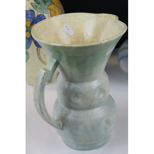 563 - 1920's / 30's Denby Moulded Relief Jug together with Kensington Vase and a Sylvac Jug