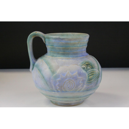 563 - 1920's / 30's Denby Moulded Relief Jug together with Kensington Vase and a Sylvac Jug