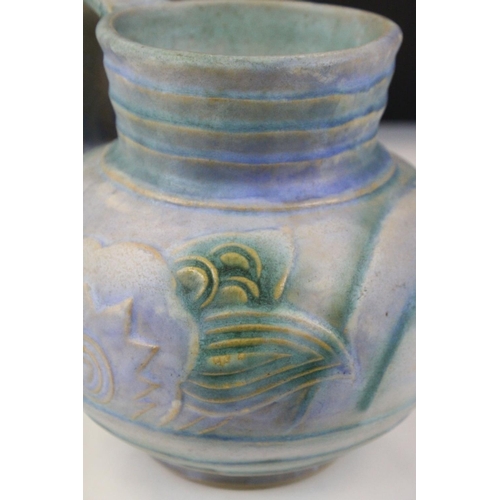 563 - 1920's / 30's Denby Moulded Relief Jug together with Kensington Vase and a Sylvac Jug