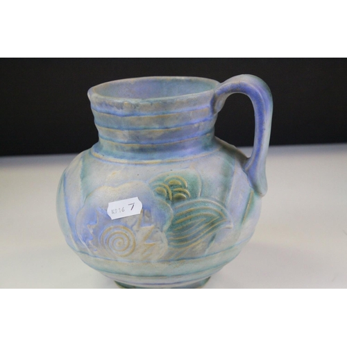 563 - 1920's / 30's Denby Moulded Relief Jug together with Kensington Vase and a Sylvac Jug