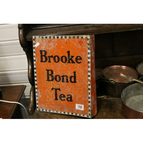 100 - Vintage ' Brooke Bond Tea ' Double Sided Advertising Sign, 35.5cms high
