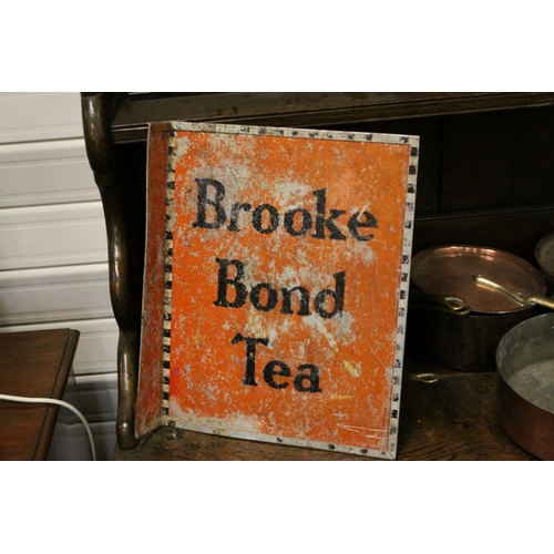 100 - Vintage ' Brooke Bond Tea ' Double Sided Advertising Sign, 35.5cms high