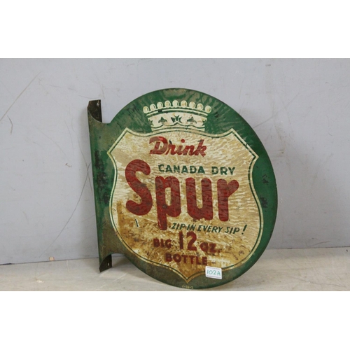 102A - Vintage American Enamel Double Sided Advertising ' Canada Dry Spur ', 45cms high