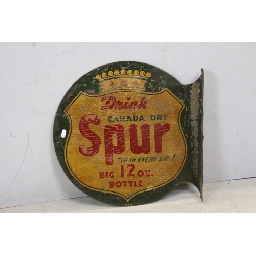 102A - Vintage American Enamel Double Sided Advertising ' Canada Dry Spur ', 45cms high