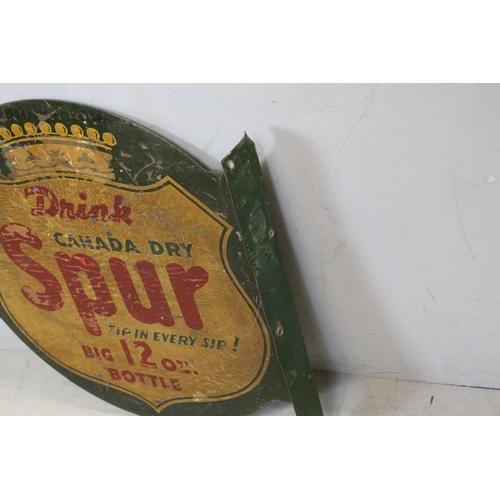 102A - Vintage American Enamel Double Sided Advertising ' Canada Dry Spur ', 45cms high