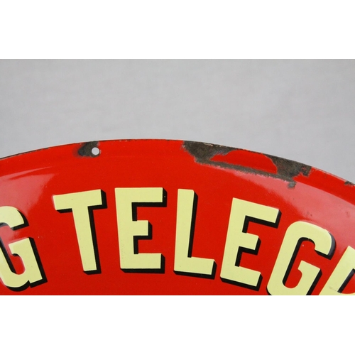 104 - Vintage Danish Oval Enamel Sign ' Post og Telegraf ', 53cms long
