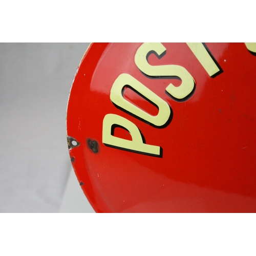 104 - Vintage Danish Oval Enamel Sign ' Post og Telegraf ', 53cms long