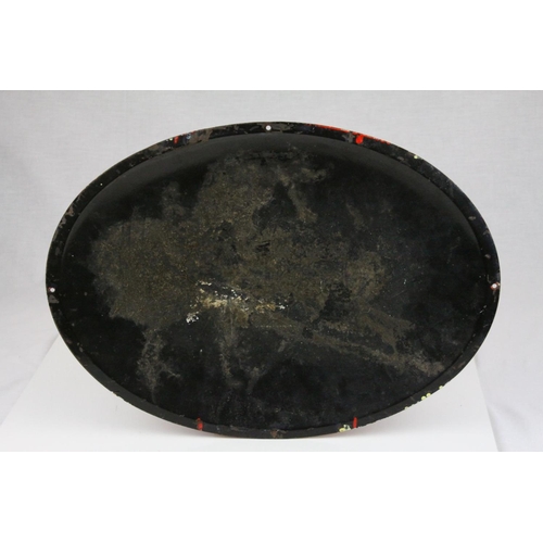 104 - Vintage Danish Oval Enamel Sign ' Post og Telegraf ', 53cms long