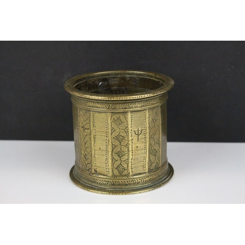 106 - 19th century Bronze Mortar with etched decoration