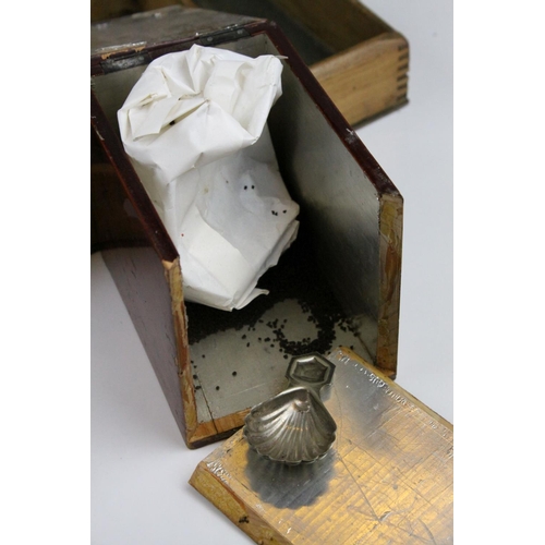 107 - Vintage Blue Egg Cabinet, Wooden Cutlery Tray and a Lacquered Tea Caddy (a/f)