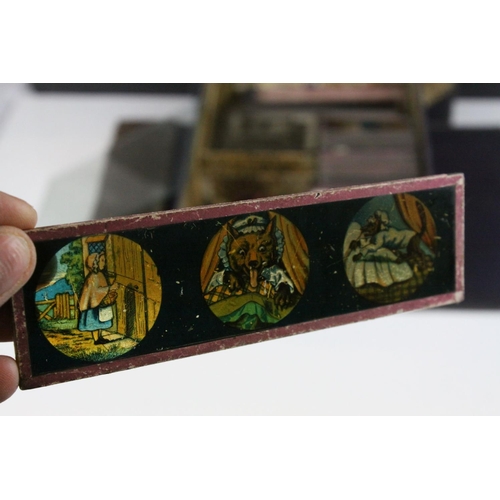 113 - Collection of Victorian Magic Lantern Glass Slides including Pictorial Slides of Johnny Gilpin, Alad... 