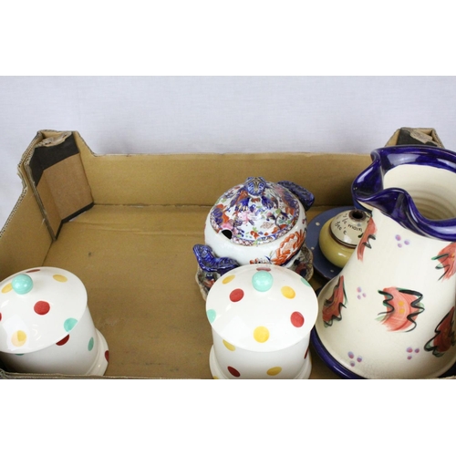 66 - Mixed Lot of Ceramics including Pair of 19th century Sauce Tureens with Stands, Set of Three Spotted... 
