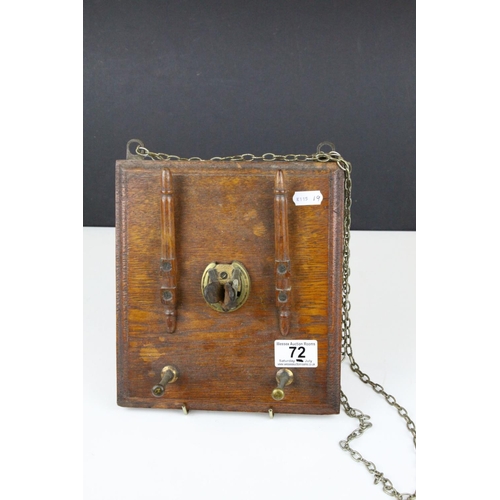 72 - Late 19th / Early 20th century Oak Hanging Whip Holder, stamped to back ' Callow & Son, Whip Mak... 