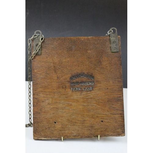 72 - Late 19th / Early 20th century Oak Hanging Whip Holder, stamped to back ' Callow & Son, Whip Mak... 