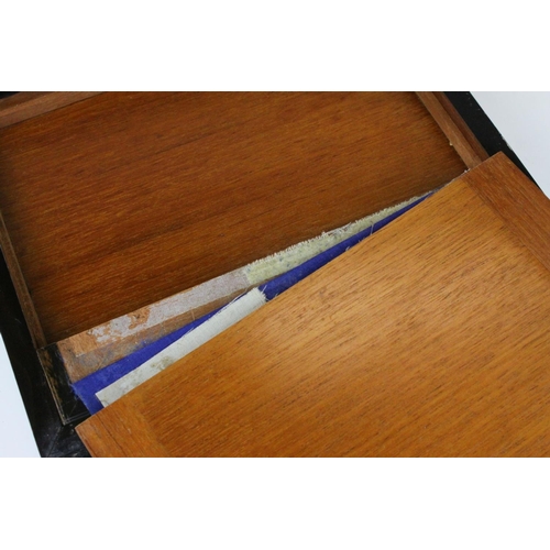 74 - Mid to Late 19th century Domed Top Walnut Writing Box with Ornate Brass Banding, the fitted interior... 