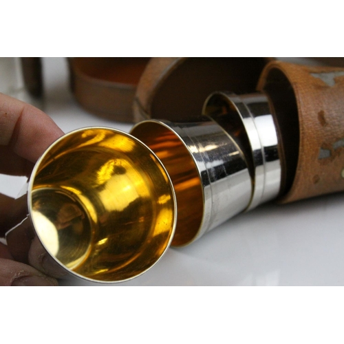 78 - Two Sets of Early 20th century  Stacking Stirrup Cups, Silver Plated with Gilt Interiors, Four Cups ... 