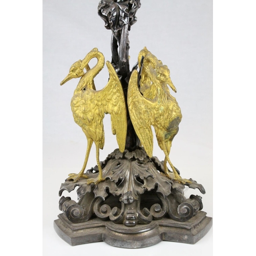 81 - Large French 19th century Five Branch Candelabra / Candelabrum, Cast Metal and Silver Plate, the sin... 