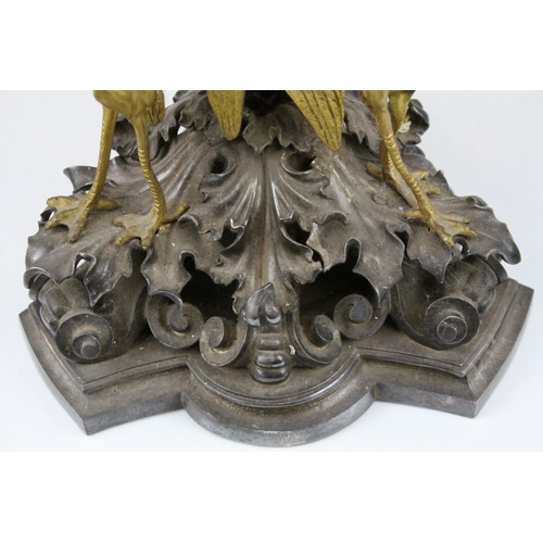 81 - Large French 19th century Five Branch Candelabra / Candelabrum, Cast Metal and Silver Plate, the sin... 